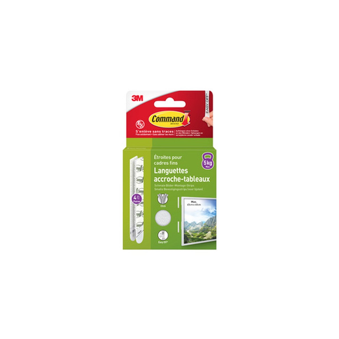 3M Command Languettes accroche-tableaux, taille M, étroit
