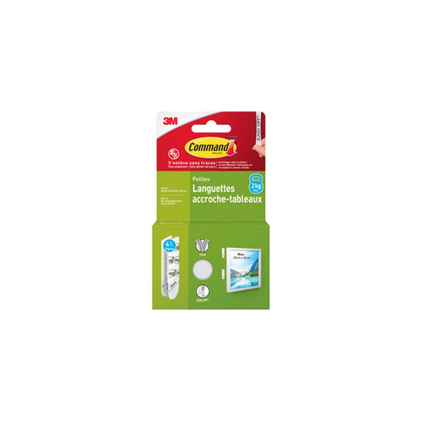 3M Command Languettes accroche-tableaux, taille: S, blanc
