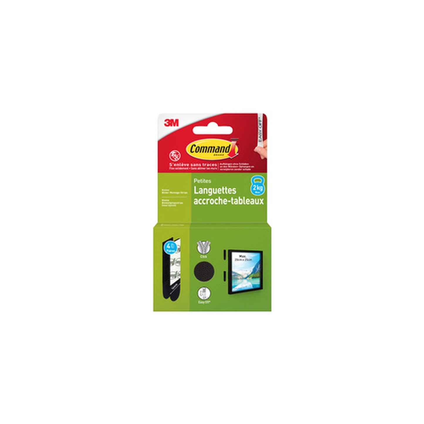 3M Command Languettes accroche-tableaux, taille: S, noir
