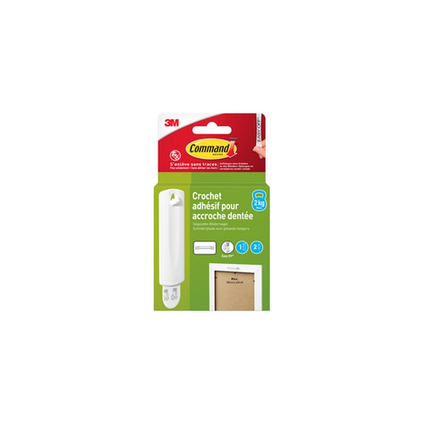 3M Command Crochet pour accroche de tableau dentée, blanc