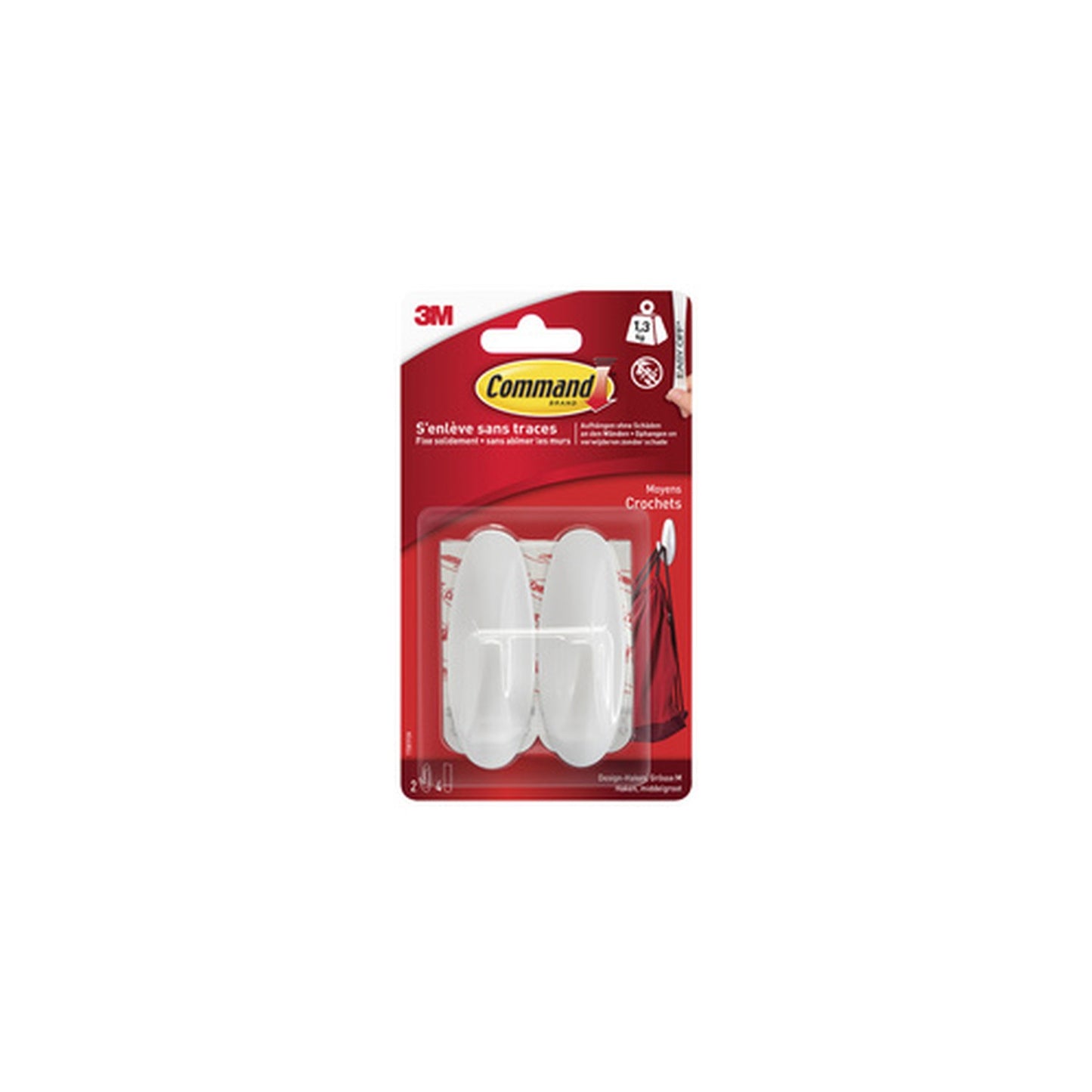3M Command Crochet design, plastique, taille: S, blanc
