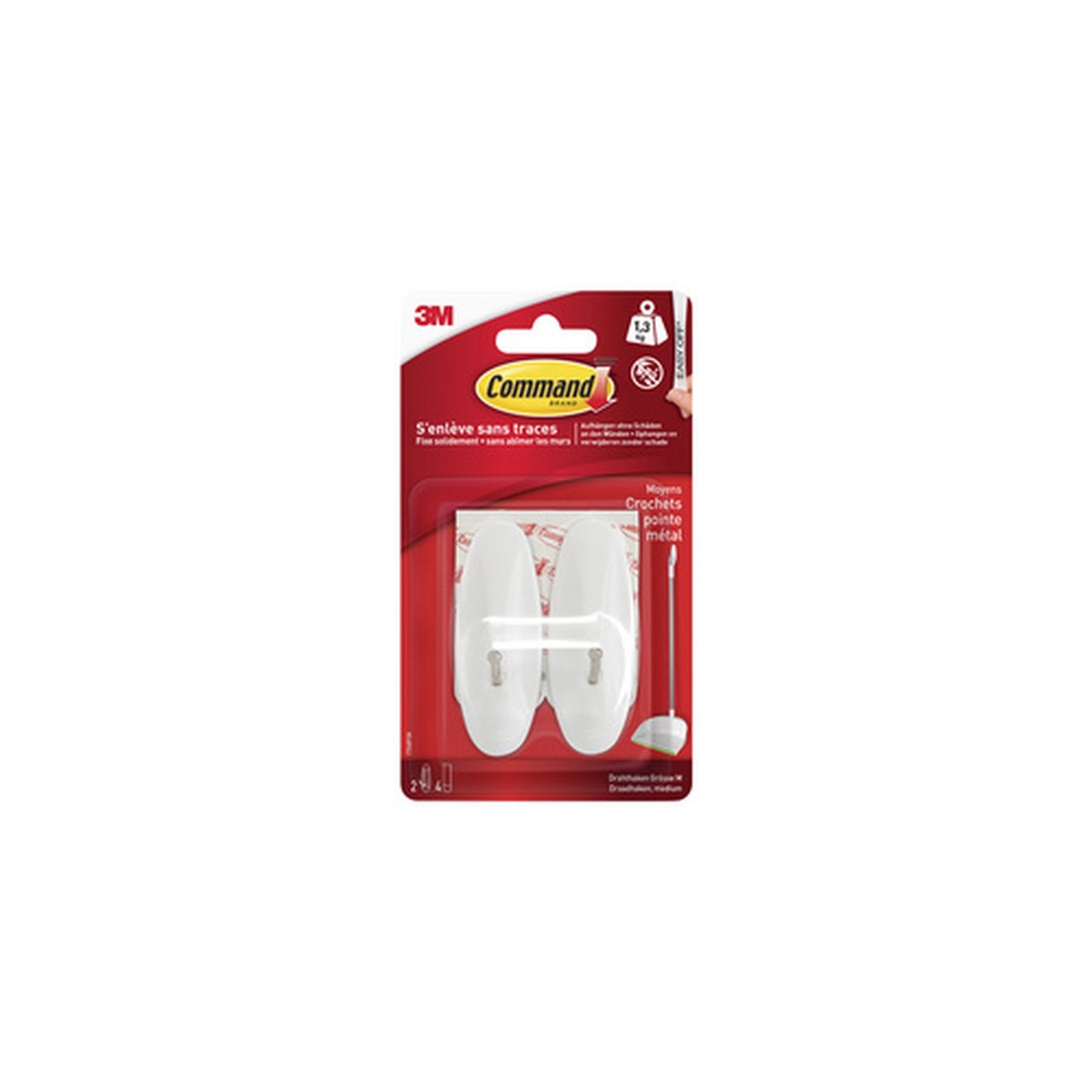 3M Command Crochet avec pointe en métal, blanc, taille: M
