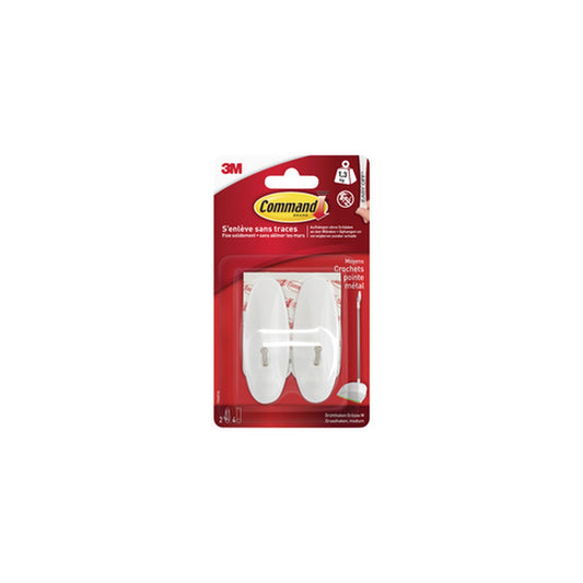 3M Command Crochet avec pointe en métal, blanc, taille: M