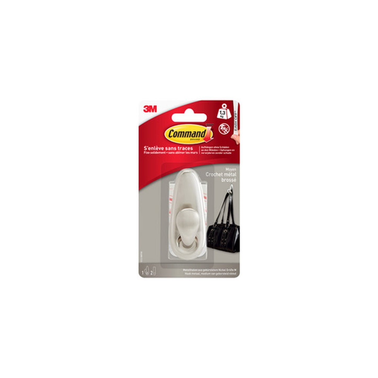 3M Command Crochet en métal "Classic", taille M, argent