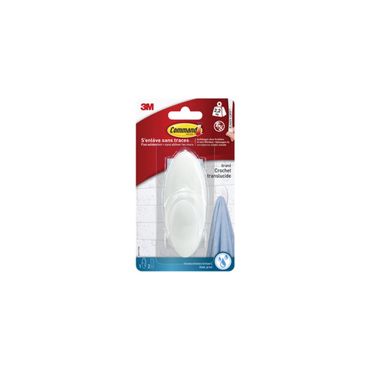 3M Command Crochet pour salle de bain, plastique, blanc