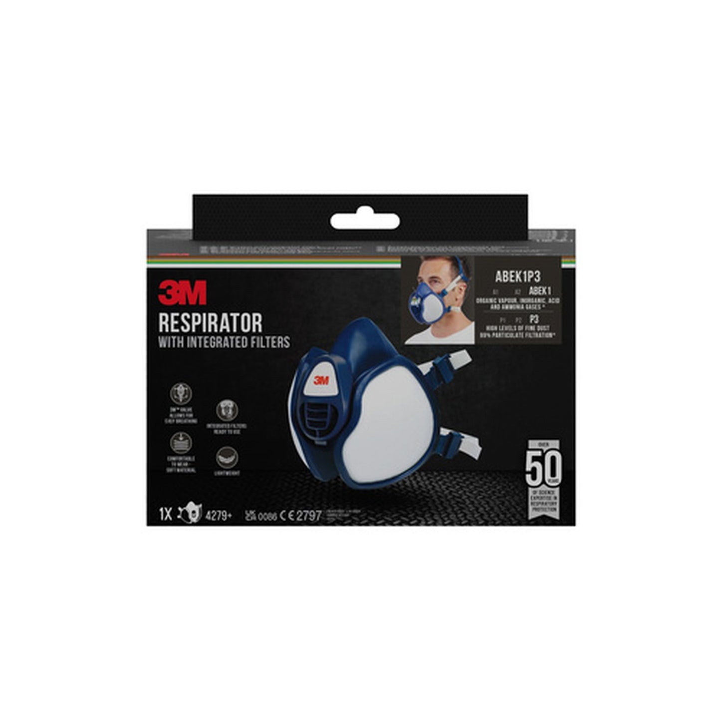 3M Demi-masque respiratoire 4279+, ABEK1P3, bleu/blanc