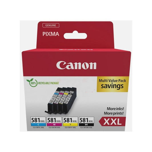 Cartouches d'origines Canon 1998C005 / CLI-581 XXL - multipack 4 couleurs : noire, cyan, magenta, jaune