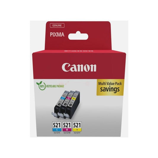 Cartouches d'origines Canon 2934B016 / CLI-521 - multipack 3 couleurs : cyan, magenta, jaune
