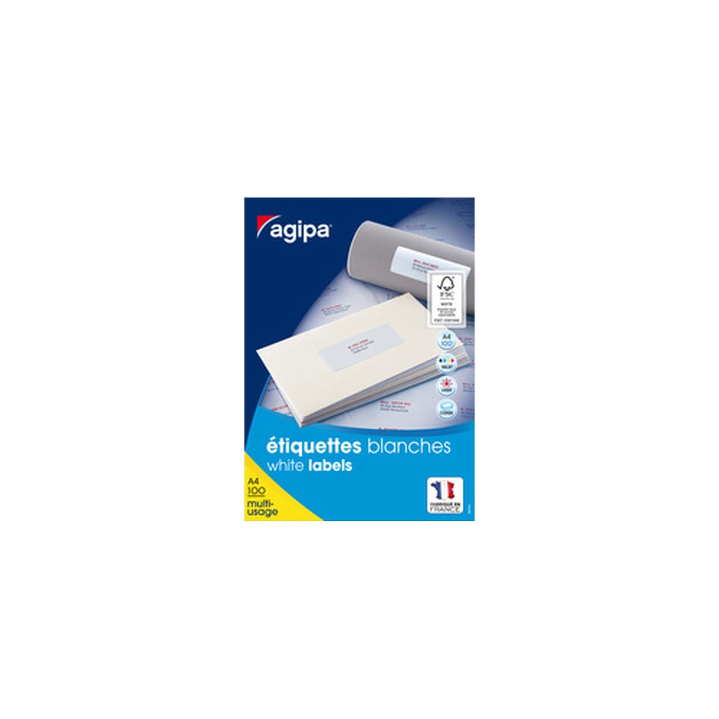 agipa Etiquette universelle, 105 x 42 mm, coins droits