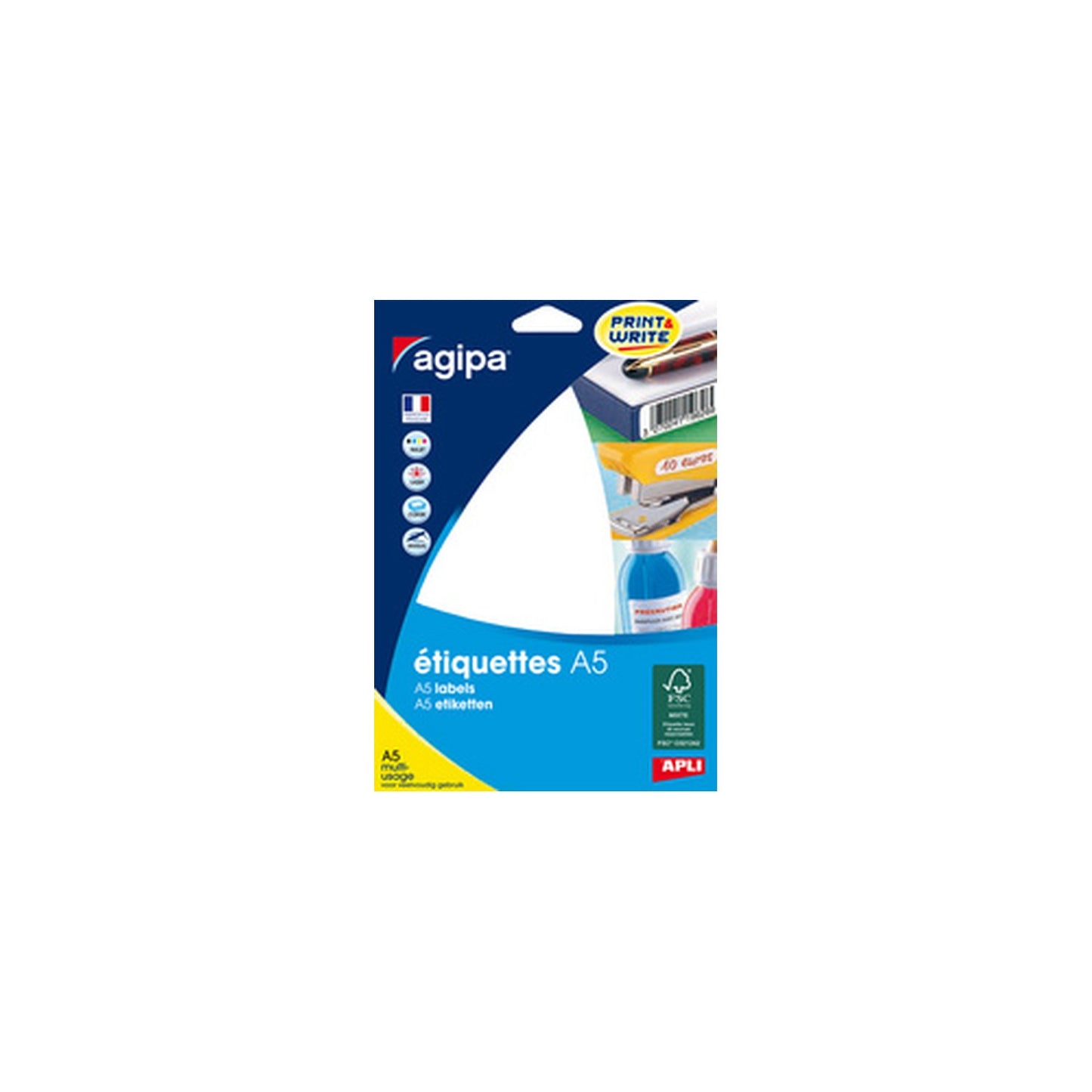 agipa Etiquette universelle, diamètre: 8 mm, rond, blanc