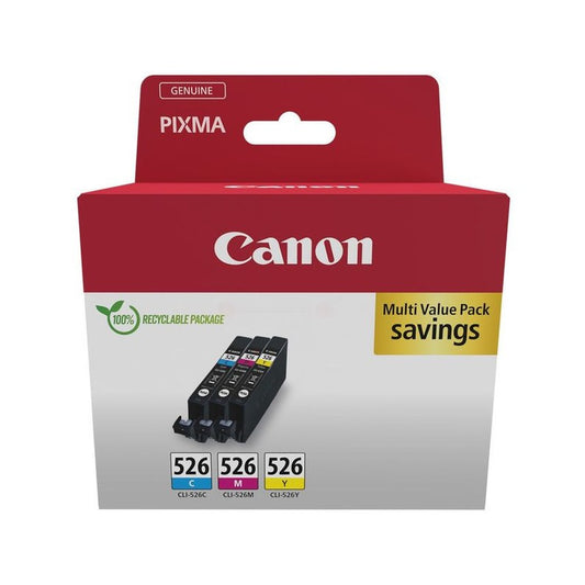 Cartouches d'origines Canon 4541B018 / CLI-526 - multipack 3 couleurs : cyan, magenta, jaune