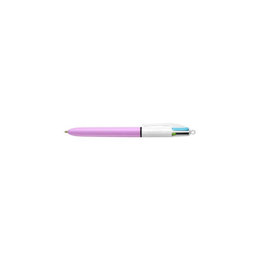 BIC Stylo à bille rétractable 4 Colours Fun, rose/blanc