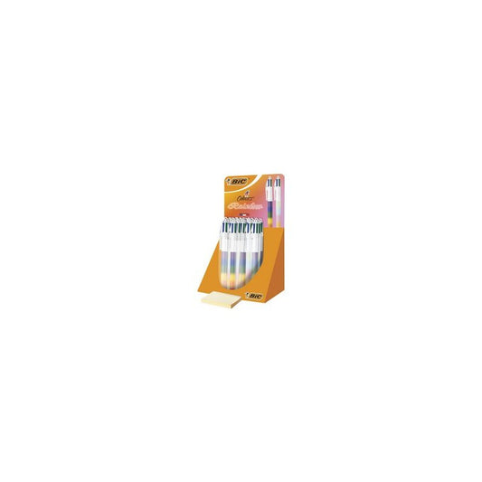 BIC Stylo à bille 4 Colours Rainbow Mix, présentoir de 30