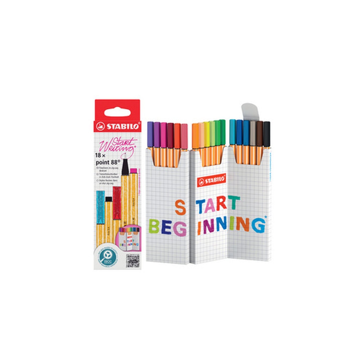 STABILO Feutre fin point 88, set zigzag de 18 pièces