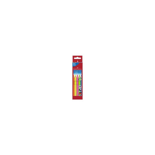 FABER-CASTELL Crayons couleur Jumbo GRIP Neon, 5 étui carton