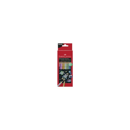 FABER-CASTELL Crayons de couleur hexagonaux métallique, étui