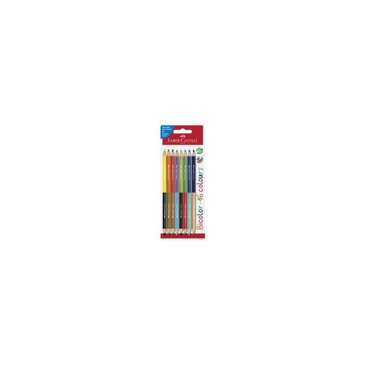 FABER-CASTELL Crayons de couleur Bicolor, carte blister de 8