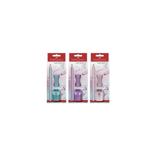 FABER-CASTELL Kit d'écriture Jumbo GRIP SPARKLE, assorti