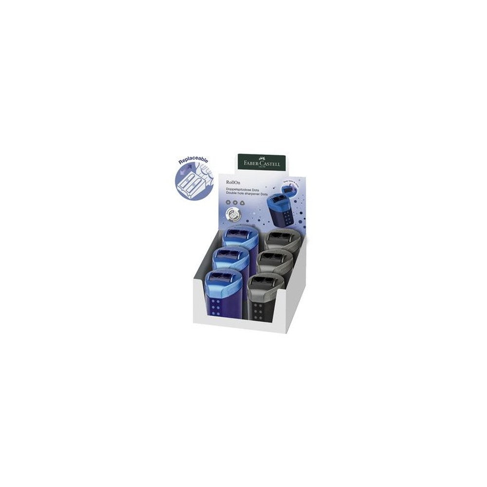 FABER-CASTELL Taille-crayon double RollOn DOTS, présentoir x6
