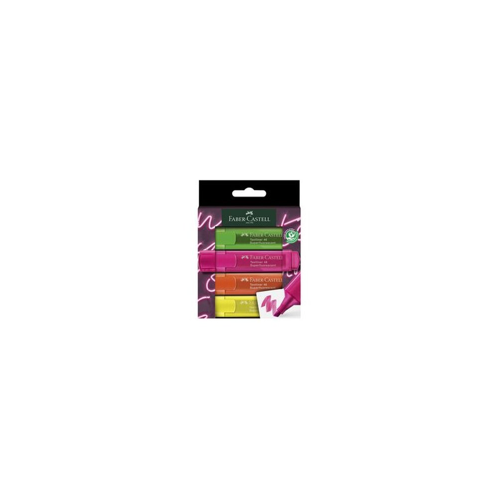 FABER-CASTELL Surligneur TEXTLINER 1546 NEON, étui de 4