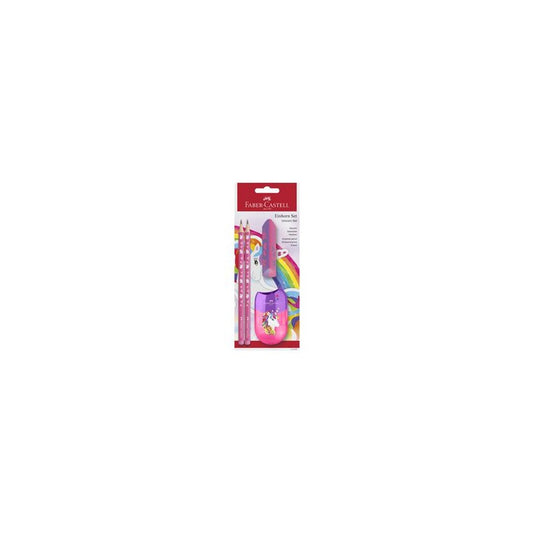 FABER-CASTELL Kit d'écriture Licorne, 4 pièces, rose