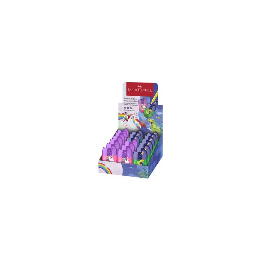 FABER-CASTELL Taille-crayon "Dino/Licorne", en présentoir x18