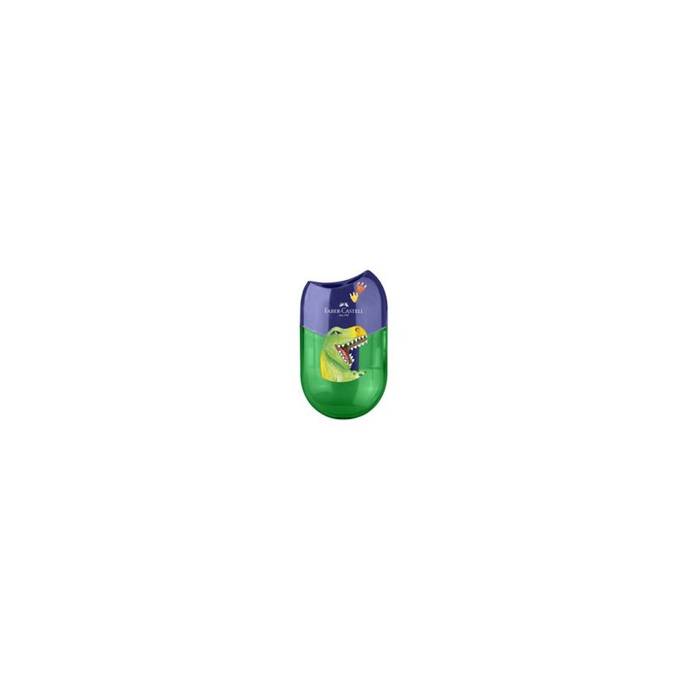 FABER-CASTELL Taille-crayon 2 trous "Dino", vert/bleu