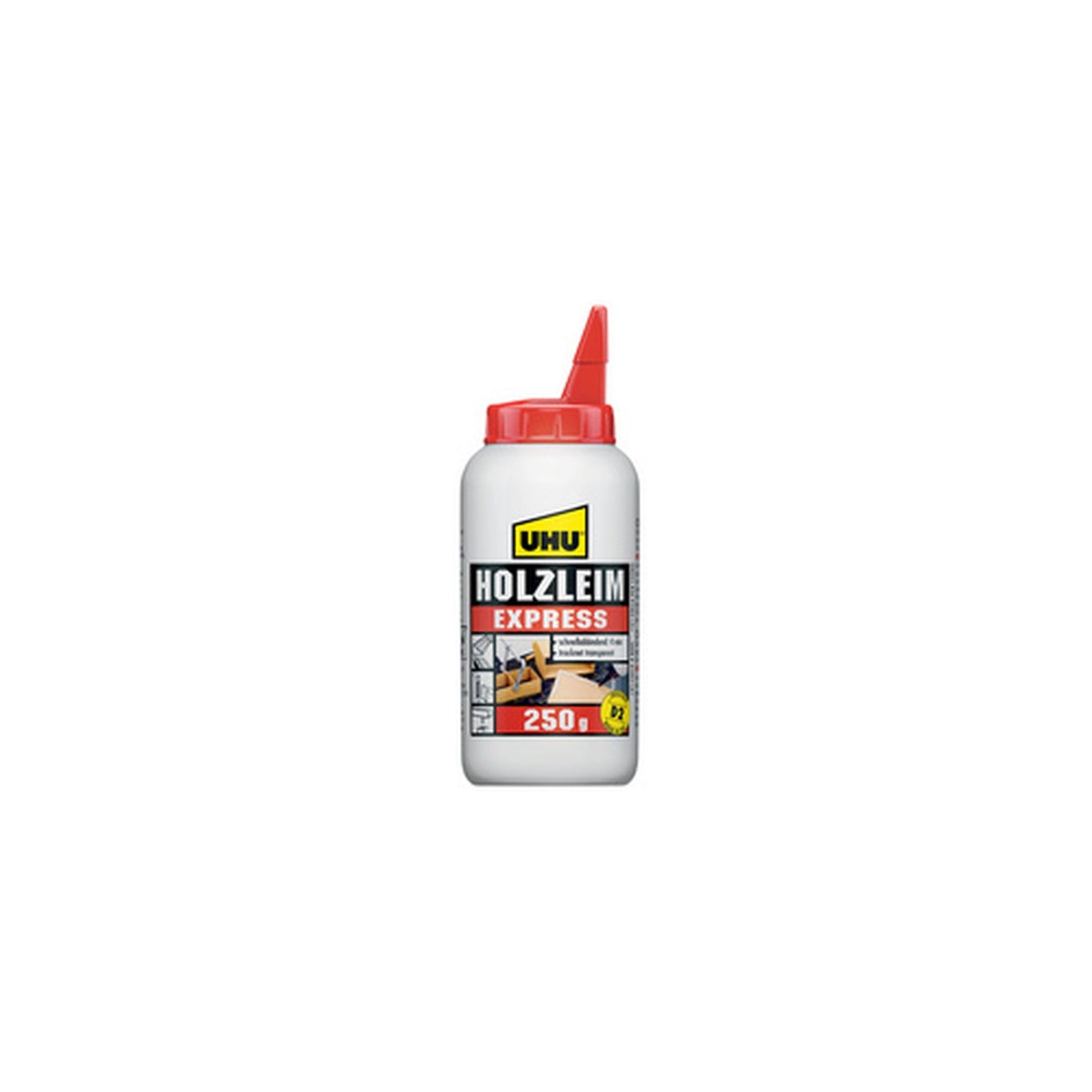 UHU Colle à bois Express D2, sans solvant, 250 g en flacon