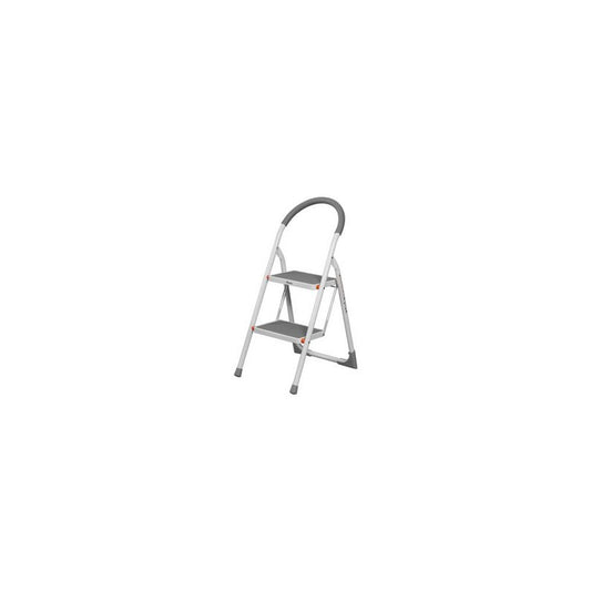 Bradas Escabeau pliable en acier, 3 niveaux, blanc/gris