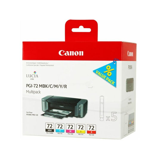 Cartouches d'origines Canon 6402B009 / PGI-72 - multipack 5 couleurs : noire, cyan, magenta, jaune, rouge