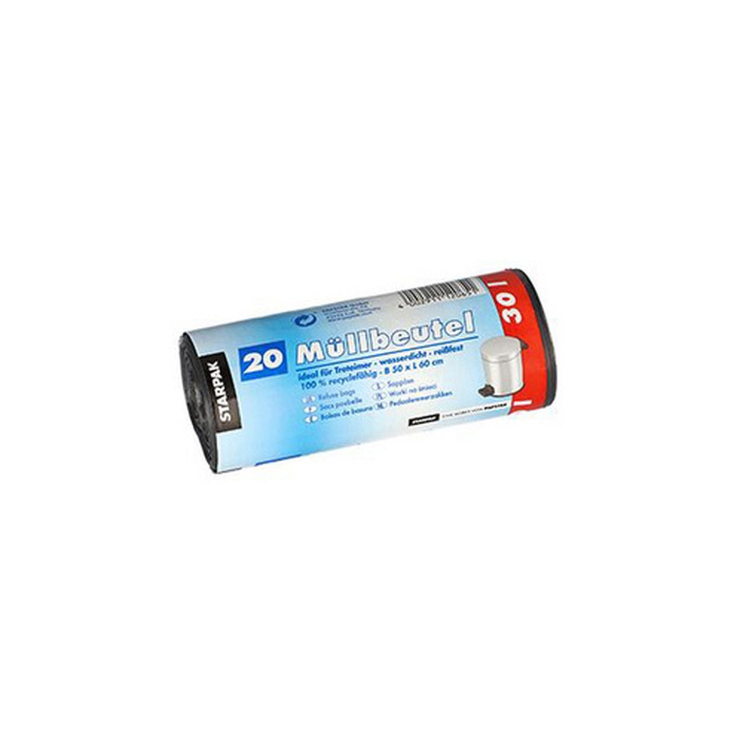 STARPAK Sac poubelle LDPE, 18 litres, blanc