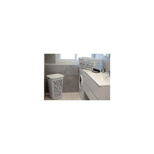 EDA Panier à linge ALMERIA, avec couvercle, 60 L, blanc