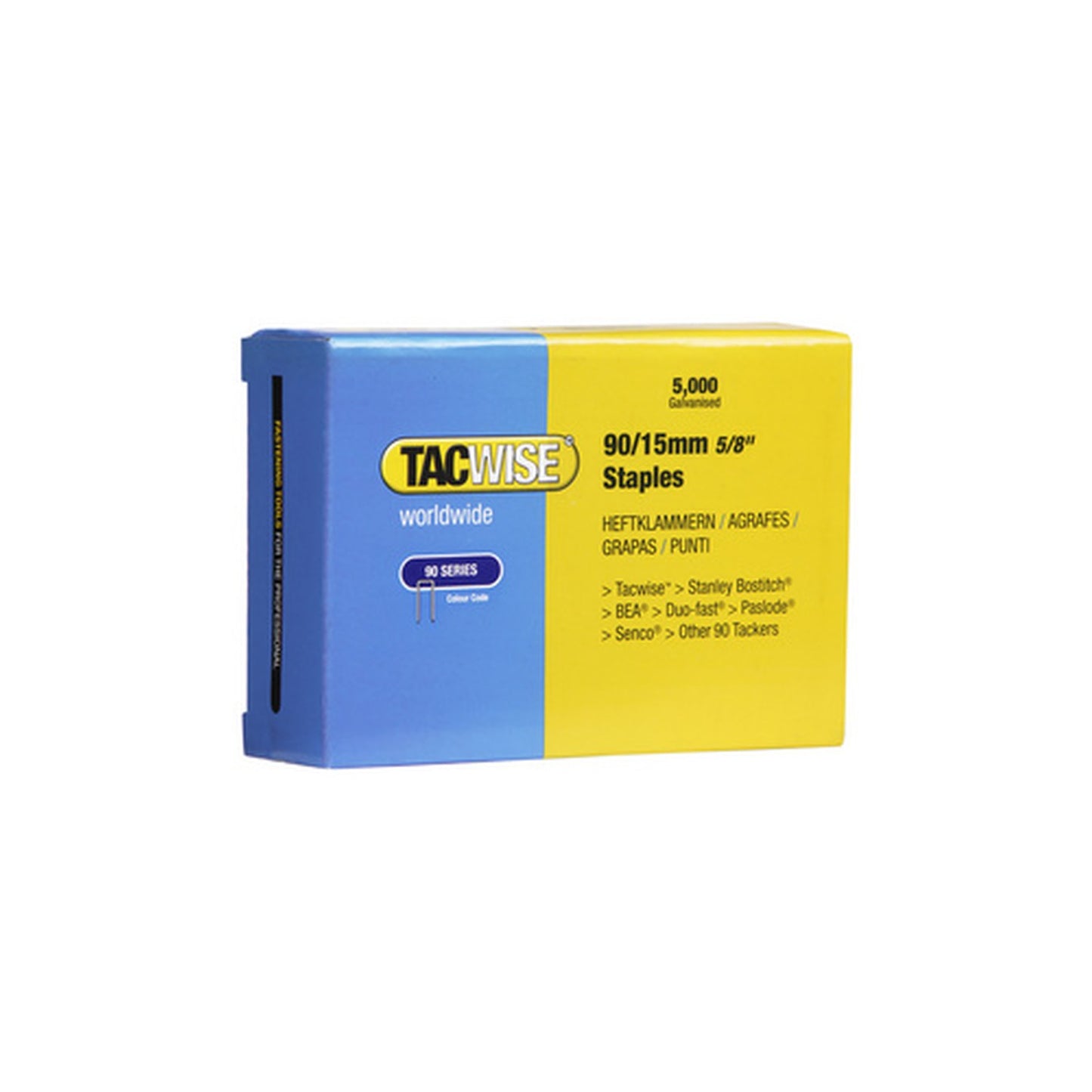 TACWISE Agrafes étroites 90/25 mm galvanisées, 5.000 pièces