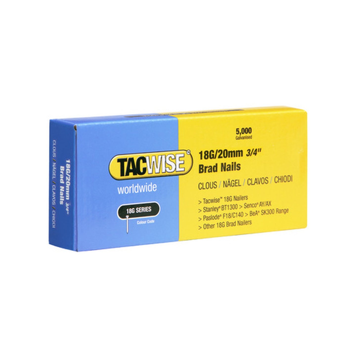 TACWISE Clous 18G/35 mm, 5.000 pièces