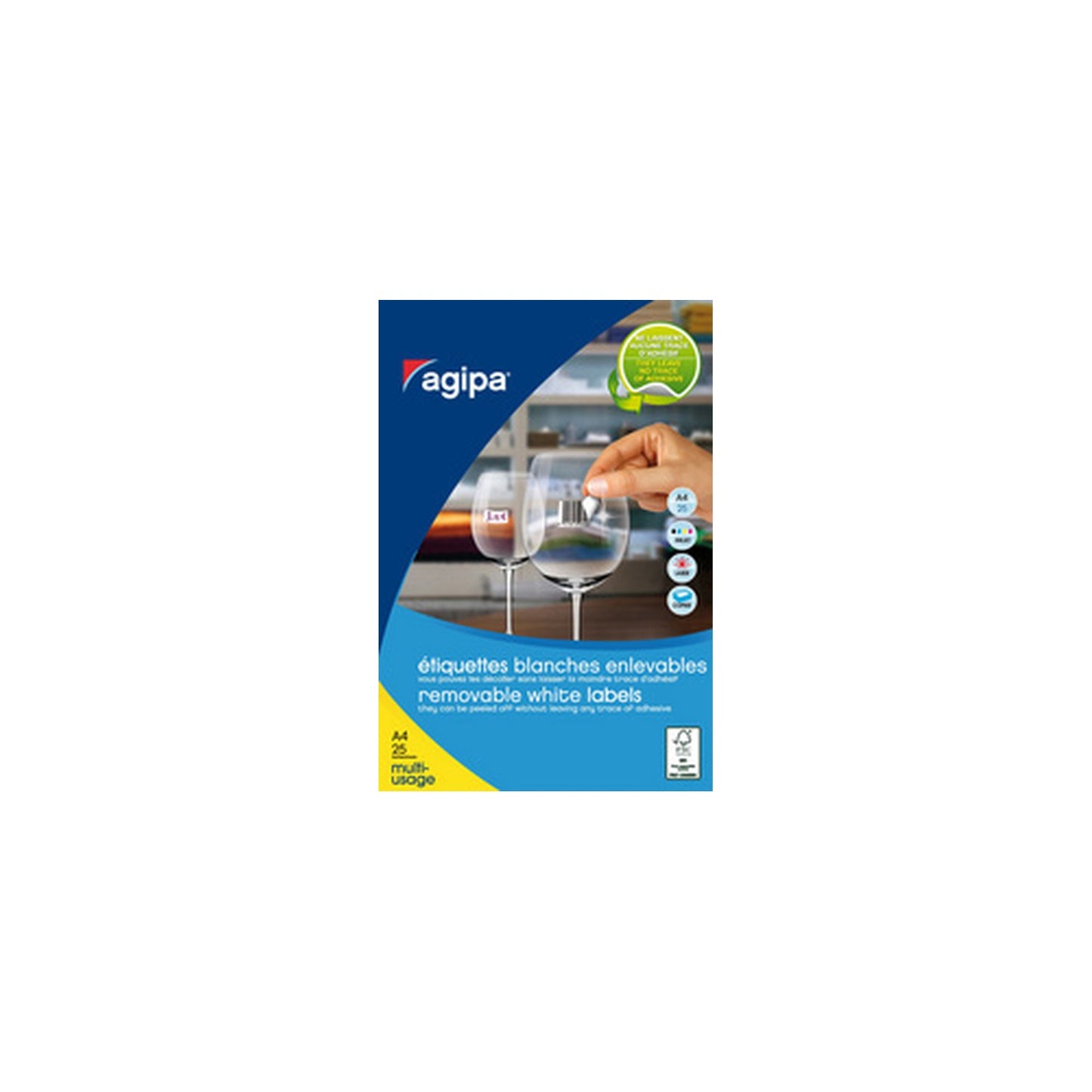 agipa Etiquette universelle, 22 x 16 mm, enlevable, blanc
