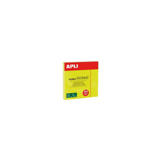 APLI Notes adhésives "FUNNY Notes!", 75 x 75 mm, jaune fluo