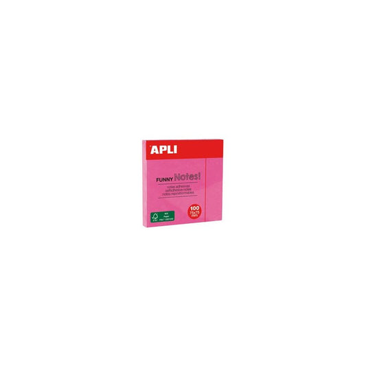APLI Notes adhésives "FUNNY Notes!", 75 x 75 mm, rose fluo