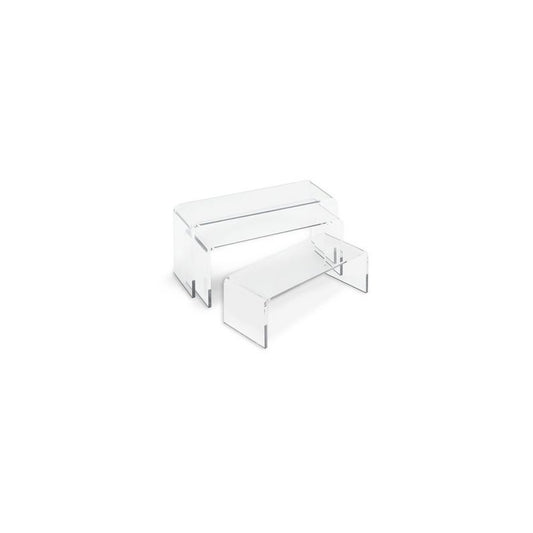 deflecto Podium rectangulaire, transparent, set de 3
