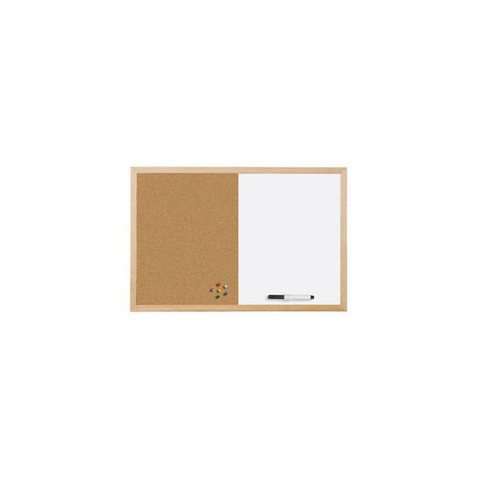Bi-Office Tableau mixte, cadre en bois, (L)400 x (H)300 mm