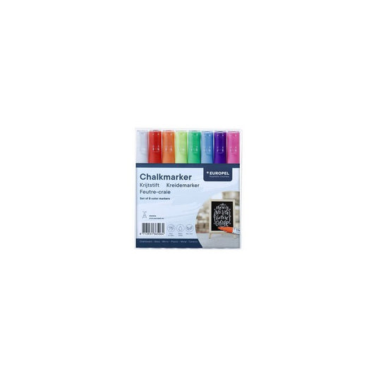 EUROPEL Marqueur craie 3 mm, étui de 8, assorti