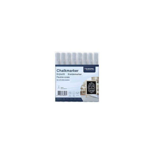 EUROPEL Marqueur craie 15 mm, étui de 8, blanc