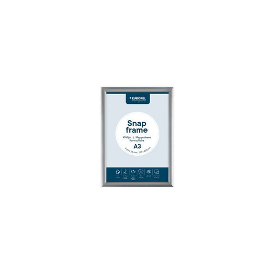 EUROPEL Cadre porte-affiche premium, A4, 25 mm, argent
