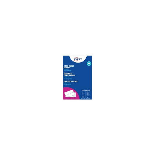 AVERY Insert imprimable pour badge, 190 g/m2, 64x22mm, blanc