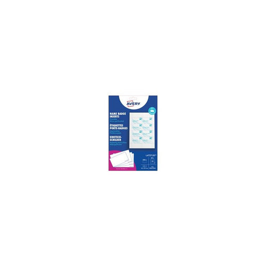 AVERY Insert imprimable pour badge, 90 x 60 mm, blanc