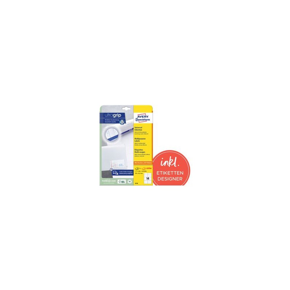 AVERY Zweckform Etiquette universelle, 64,6 x 33,8 mm, blanc