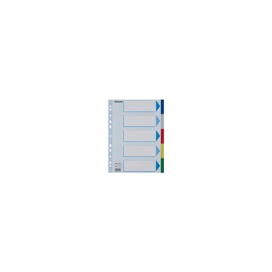Esselte Intercalaires en plastique, uni, A4, PP, 5 touches