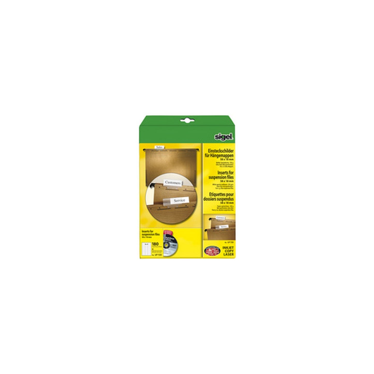 sigel Etiquettes PC pour dossiers suspendus, 58 x 18 mm