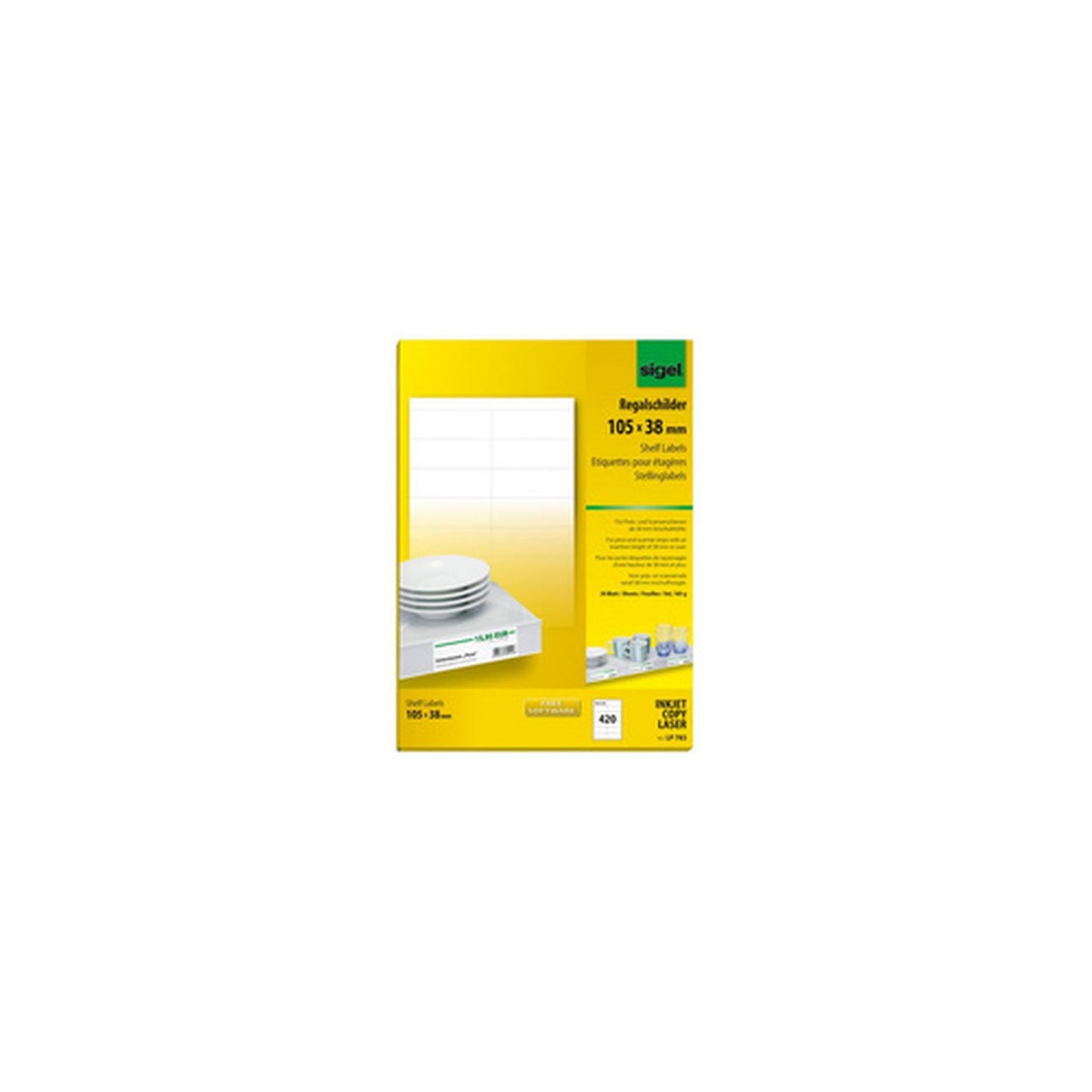sigel Etiquette pour étagère, 105 x 38 mm, blanc, 170 g/m2