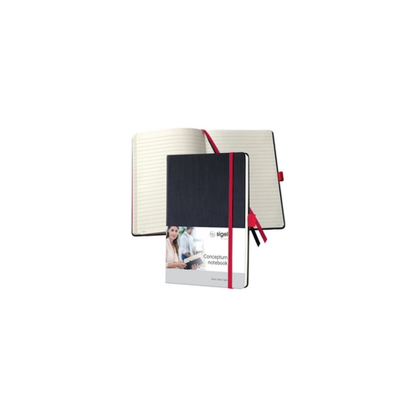 sigel Carnet de notes Conceptum, A5, ligné, noir/rouge