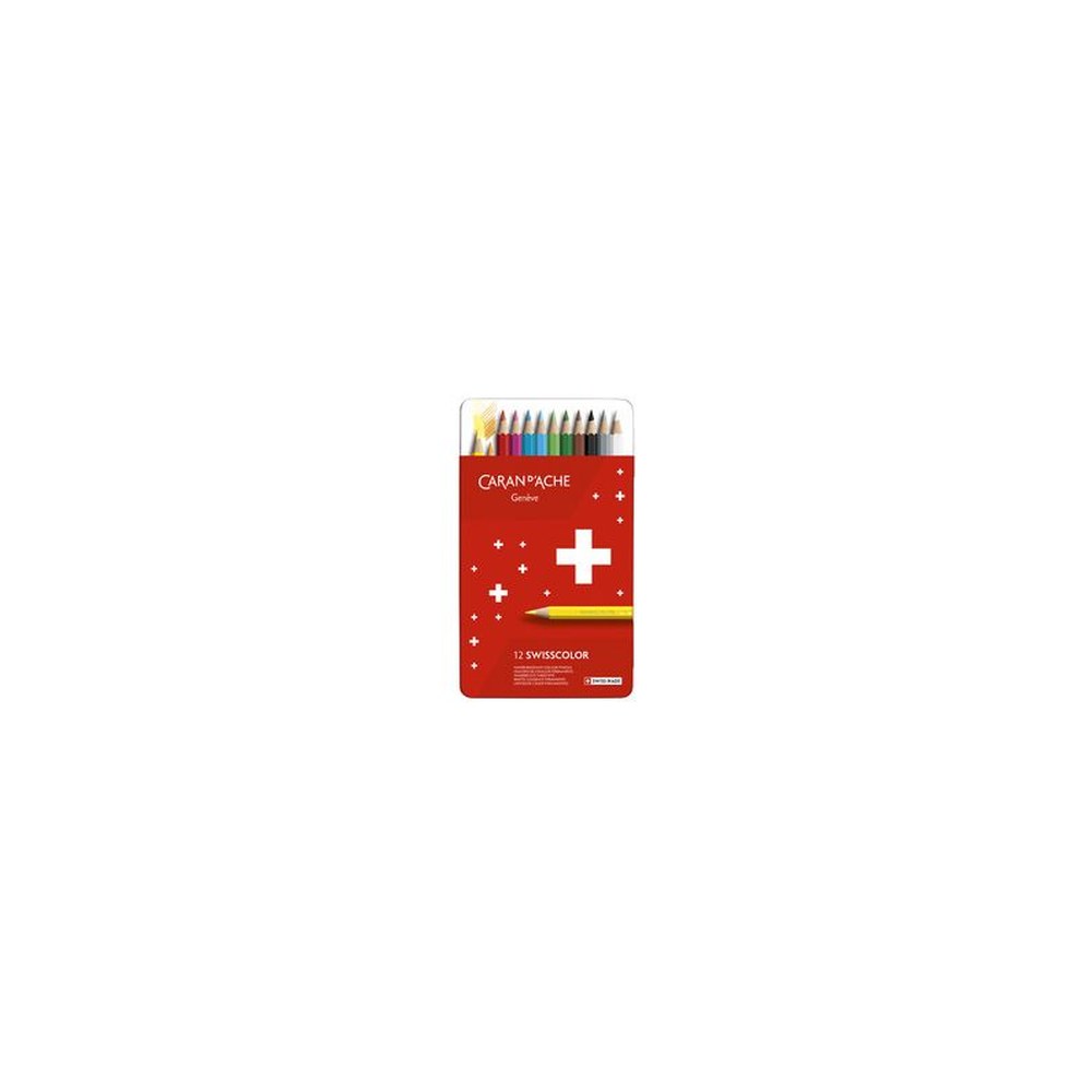 CARAN D'ACHE Crayons de couleur SWISSCOLOR, étui métal de 12
